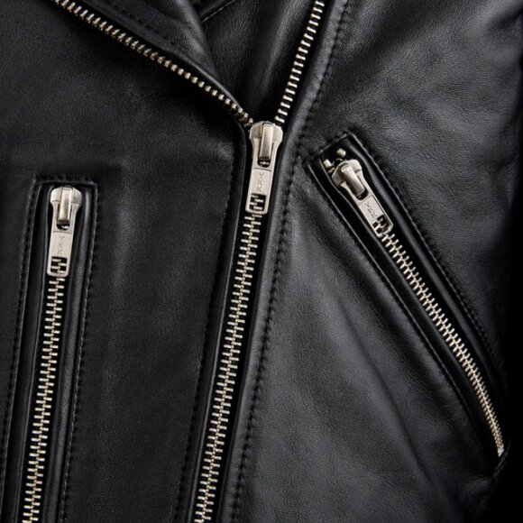 Quince 100% Leather Motorcycle Jacket in Black Size XL - Picture 4 of 9